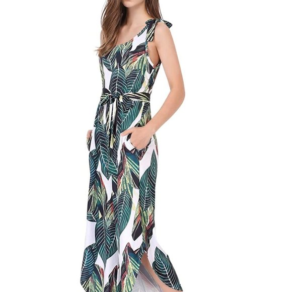 NWT Banana Tropical Tie Waist Wide Leg Jumpsuit - Picture 4 of 8